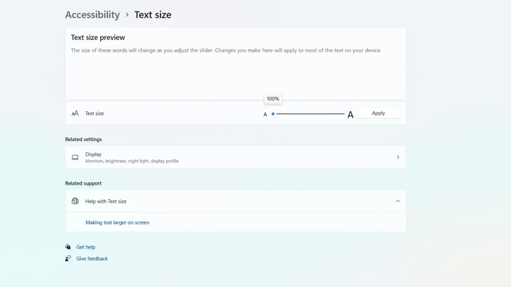 Windows display settings.